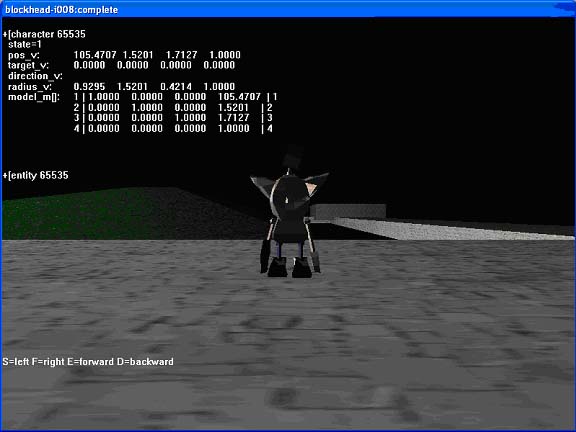 Blockhead standing in the dark and about to fall asleep.